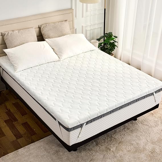Extra Firm Mattress Topper King Size, 4 Inch High Density Bed Topper - Extra Support Foam for Back Pain Relief, Firm to Extra Firm Dual Sides Flippable Mattress Pad with Washable Cover, CertiPUR-US
