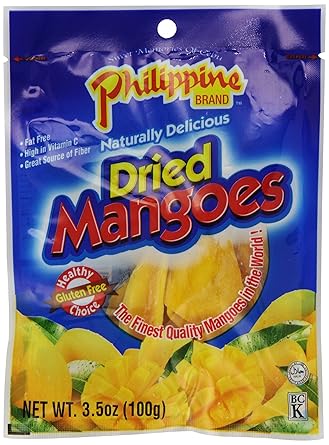 Philippine BRAND Dried Mangoes, 3.5-Ounce Pack of 25