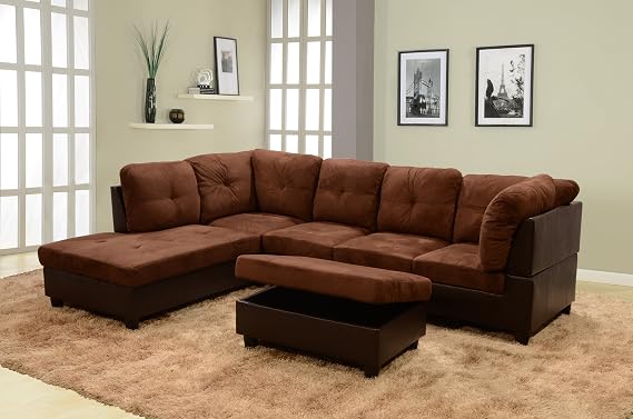 Sectional Sofa Set, Chocolate Brown