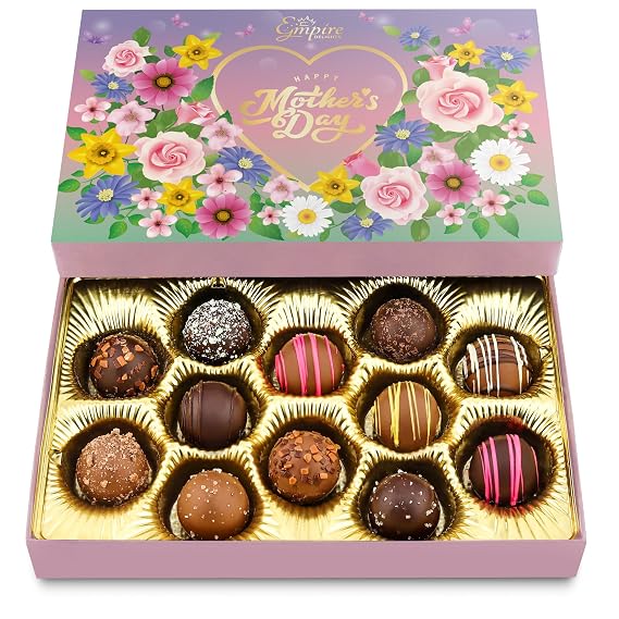 Mothers Day Chocolate Gift Box Assorted Gourmet Truffles Gift Box Elegant Mothers Day Gifts for Mom, Wife, Grandma Premium Candy Assortment, 6 oz