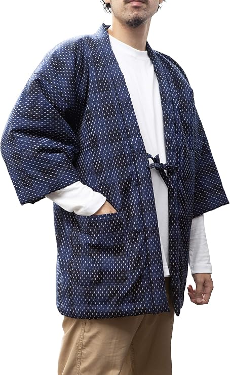 WATANOSATO Lattice arare Pattern Hanten (Made in Japan Kimono-Style) Mens Size