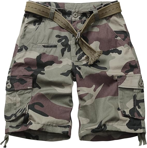Cargo Shorts for Men Camo Relaxed Fit Work Shorts with 7 Pockets