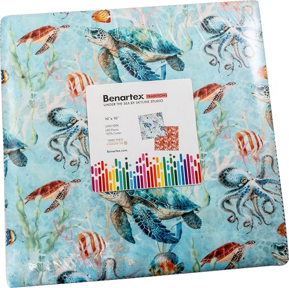 Skyline Studio Under the Sea 10X10 Pack 42 10-inch Squares Layer Cake Benartex