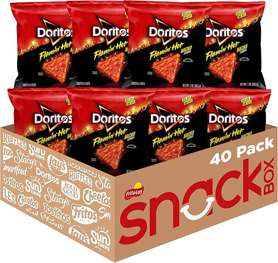 Doritos Flamin' Hot Nacho Flavored Tortilla Chips, 1oz Bags 40 Pack