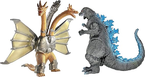 TwCare Set of 2 Mecha King Ghidorah vs 1954 65th Anniversary vs Heisei Era Classic Monster Toy, 2021 Movable Joints Action Movie Dragon Dinosaur Series Soft Vinyl, Carry Bag