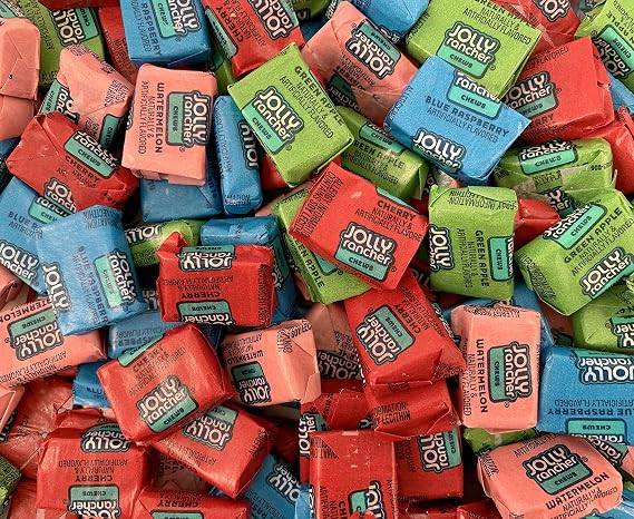 Jolly Rancher Chews - 2 lb Bag Bulk Candy, Individually Wrapped 5 Flavor - Queen Jax Assortment