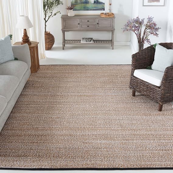 SAFAVIEH Area Rug 8x10 - Natural Fiber Collection - Large - Natural & Bleach, Flat Weave Jute, Ideal for Living Room, Bedroom, Dining Space (NF867D)