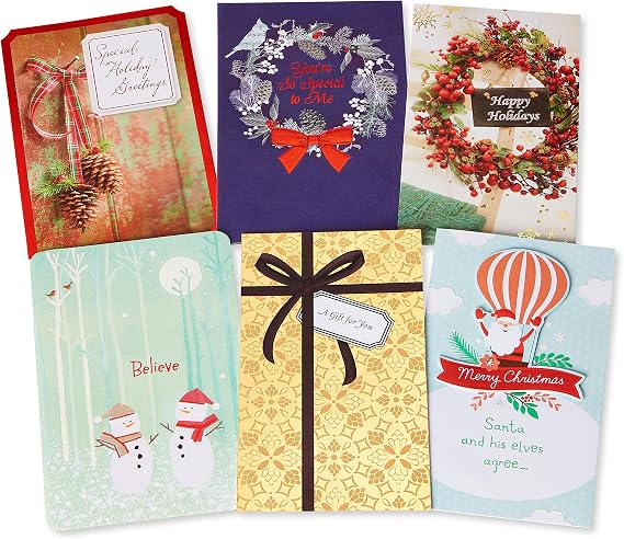 American Greetings Christmas Cards, Variety Pack of Holiday Cards and Money Gift Holders (6-Count)