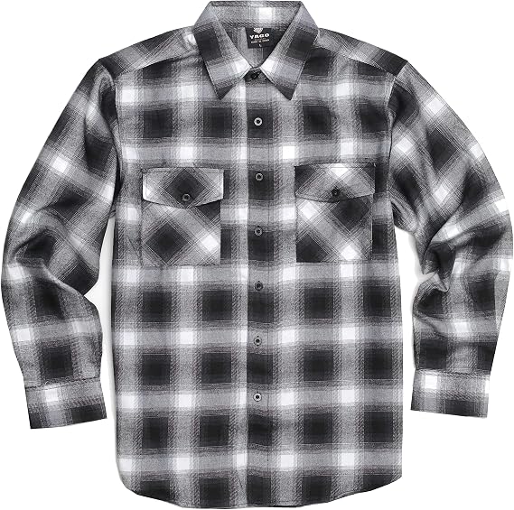YAGO Men's Outdoor Long Sleeve Flannel Plaid Button Up Shirt