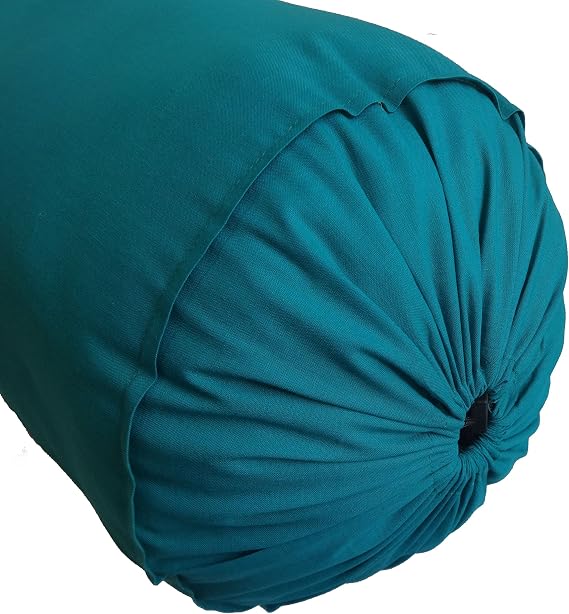 Saffron Teal Blue Bolster Pillowcase - Neck Roll Round Bolster Cover for Bed Sofa Chair Couch Lounge Cotton 6" Diameter x 15" Long (15 cm Diameter x 38 cm Long) Removable Cover